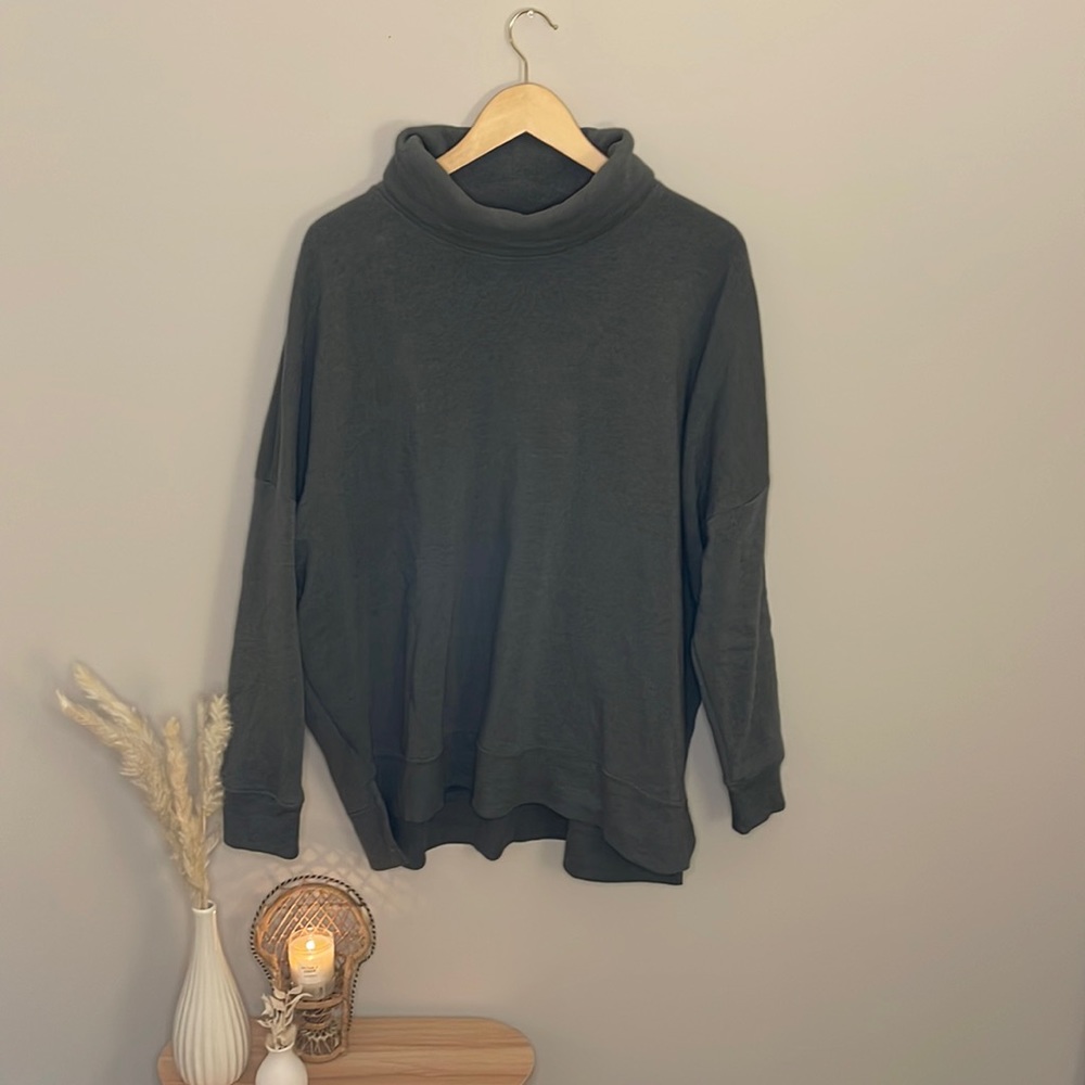Time and Tru Olive Cowl Neck Fleece